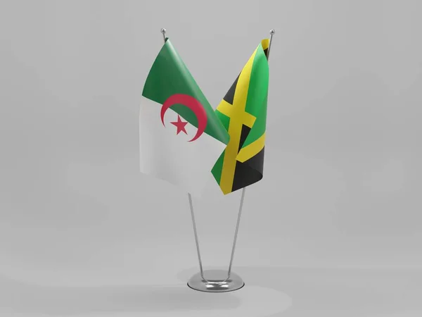 Σημαίες Συνεργασίας Τζαμάικα Αλγερίας Λευκό Φόντο Render — Φωτογραφία Αρχείου