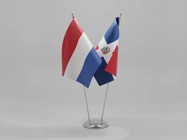 Dominikana Holandia Flagi Współpracy Białe Tło Render — Zdjęcie stockowe