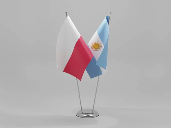 Banderas Cooperación Argentina Polonia Fondo Blanco Render — Foto de Stock