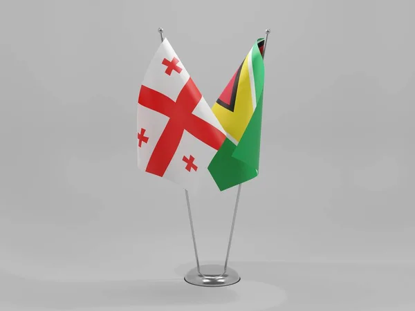 Guyana Georgia Cooperation Flags White Background Render — Stock Photo, Image