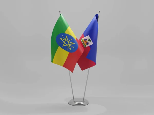 Haiti Ethiopia Cooperation Flags White Background Render — Stock Photo, Image