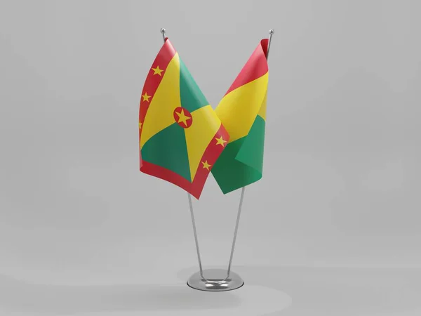 Γουινέα Σημαίες Συνεργασίας Γρενάδα Λευκό Φόντο Render — Φωτογραφία Αρχείου