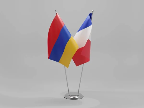 France Armenia Cooperation Flags White Background Render — стокове фото