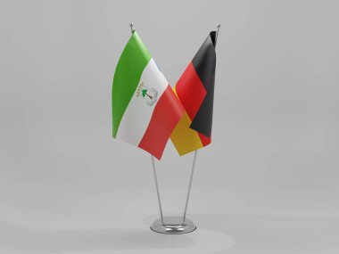 Almanya - Ekvator Ginesi İşbirliği Bayrakları, Beyaz Arkaplan - 3D Render
