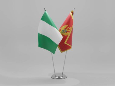 Karadağ - Nijerya İşbirliği Bayrakları, Beyaz Arkaplan - 3D Hazırlama