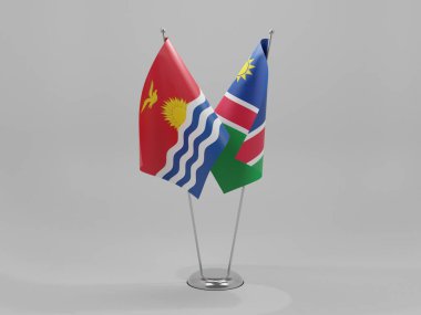 Namibya - Kiribati İşbirliği Bayrakları, Beyaz Arkaplan - 3D Render