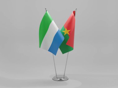Burkina Faso - Sierra Leone İşbirliği Bayrakları, Beyaz Arkaplan - 3D Render
