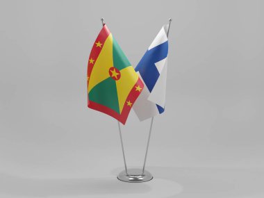 Finlandiya - Grenada İşbirliği Bayrakları, Beyaz Arkaplan - 3D Renklendirme