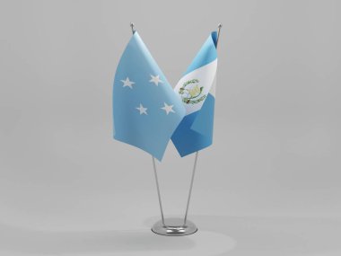 Guatemala - Mikronezya İşbirliği Bayrakları, Beyaz Arkaplan - 3D Render