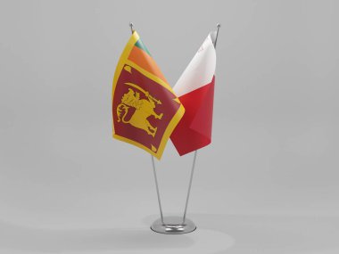 Malta - Sri Lanka İşbirliği Bayrakları, Beyaz Arkaplan - 3D Render