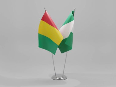 Nijerya - Gine İşbirliği Bayrakları, Beyaz Arkaplan - 3D Render