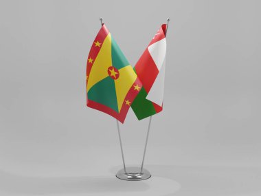 Umman - Grenada İşbirliği Bayrakları, Beyaz Arkaplan - 3D Renklendirme