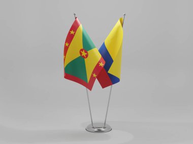 Kolombiya - Grenada İşbirliği Bayrakları, Beyaz Arkaplan - 3D Renklendirme