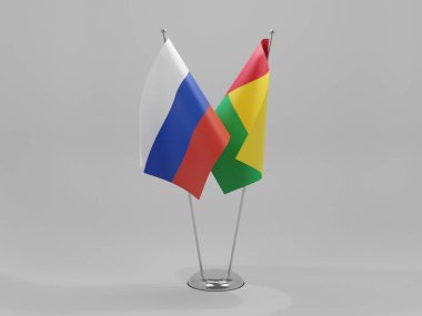 Gine Bissau - Rusya İşbirliği Bayrakları, Beyaz Arkaplan - 3D Render