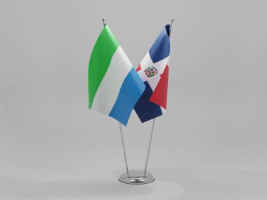 Dominik Cumhuriyeti - Sierra Leone İşbirliği Bayrakları, Beyaz Arkaplan - 3D Render