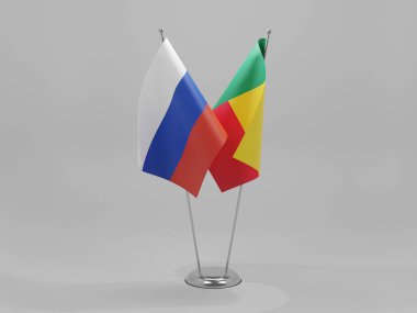 Benin - Rusya İşbirliği Bayrakları, Beyaz Arkaplan - 3D Yapılandırma