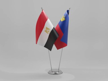 Lihtenştayn - Mısır İşbirliği Bayrakları, Beyaz Arkaplan - 3D Render