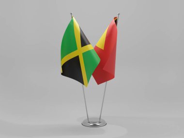 Doğu Timor - Jamaika İşbirliği Bayrakları, Beyaz Arkaplan - 3D Render