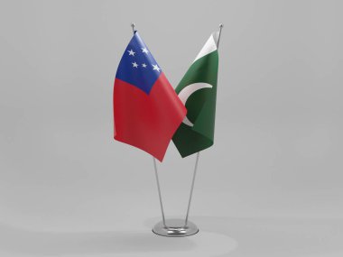Pakistan - Samoa İşbirliği Bayrakları, Beyaz Arkaplan - 3D Render
