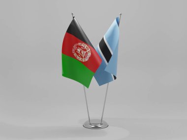 Botswana - Afganistan İşbirliği Bayrakları, Beyaz Arkaplan - 3D Render