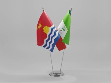 Ekvator Ginesi - Kiribati İşbirliği Bayrakları, Beyaz Arkaplan - 3D Render
