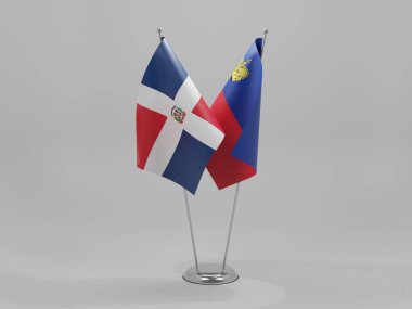 Lihtenştayn - Dominik Cumhuriyeti İşbirliği Bayrakları, Beyaz Arkaplan - 3D Render