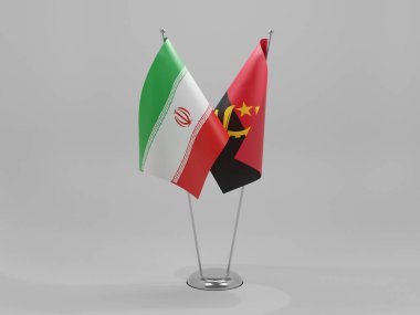 Angola - İran İşbirliği Bayrakları, Beyaz Arkaplan - 3D Yapılandırma
