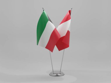 Peru - Kuveyt İşbirliği Bayrakları, Beyaz Arkaplan - 3D Render