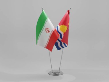 Kiribati - İran İşbirliği Bayrakları, Beyaz Arkaplan - 3D Render