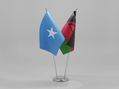 Malawi - Somali İşbirliği Bayrakları, Beyaz Arkaplan - 3D Render