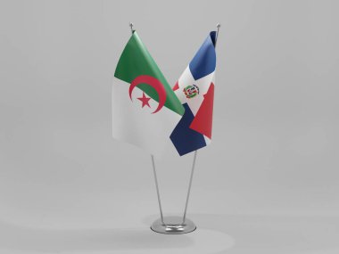 Dominik Cumhuriyeti - Cezayir İşbirliği Bayrakları, Beyaz Arkaplan - 3D Render