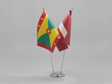 Letonya - Grenada İşbirliği Bayrakları, Beyaz Arkaplan - 3B Renklendirme
