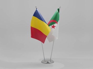 Cezayir - Çad İşbirliği Bayrakları, Beyaz Arkaplan - 3D Render