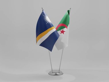 Cezayir - Marshall Adaları İşbirliği Bayrakları, Beyaz Arkaplan - 3D Render