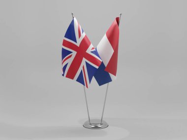 Hollanda - Birleşik Krallık İşbirliği Bayrakları, Beyaz Arkaplan - 3D Render