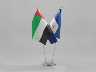 Nikaragua - Birleşik Arap Emirlikleri İşbirliği Bayrakları, Beyaz Arkaplan - 3D Yapılandırma