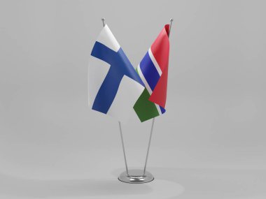 Gambiya - Finlandiya İşbirliği Bayrakları, Beyaz Arkaplan - 3D Yapılandırma