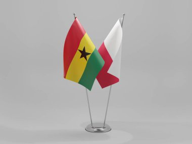 Polonya - Gana İşbirliği Bayrakları, Beyaz Arkaplan - 3D Render