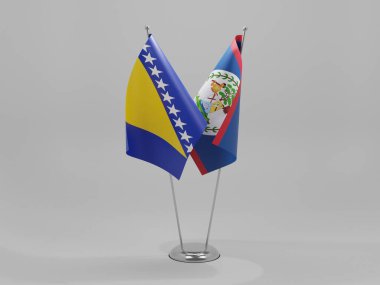 Belize - Bosna-Hersek İşbirliği Bayrakları, Beyaz Arkaplan - 3D Render