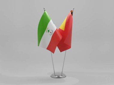 Doğu Timor - Ekvator Ginesi İşbirliği Bayrakları, Beyaz Arkaplan - 3D Render
