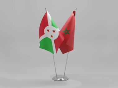 Fas - Burundi İşbirliği Bayrakları, Beyaz Arkaplan - 3D Render