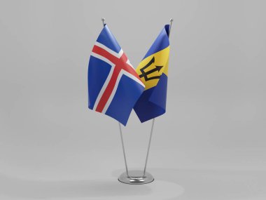 Barbados - İzlanda İşbirliği Bayrakları, Beyaz Arkaplan - 3B Yapılandırma