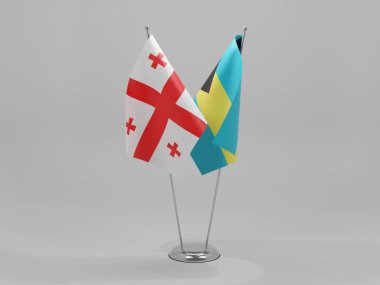 Bahamalar - Georgia İşbirliği Bayrakları, Beyaz Arkaplan - 3D Render