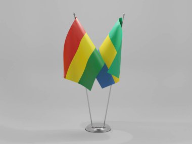 Gabon - Bolivya İşbirliği Bayrakları, Beyaz Arkaplan - 3B Render