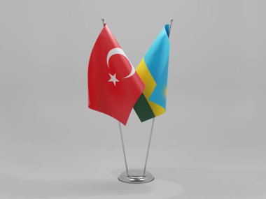 Ruanda - Türkiye İşbirliği Bayrakları, Beyaz Arkaplan - 3D Yapılandırma