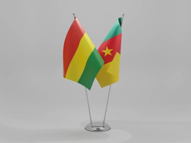 Kamerun - Bolivya İşbirliği Bayrakları, Beyaz Arkaplan - 3B Render