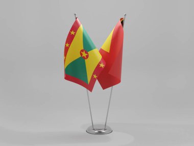 Doğu Timor - Grenada İşbirliği Bayrakları, Beyaz Arkaplan - 3D Renklendirme