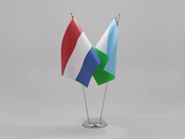 Cibuti - Hollanda İşbirliği Bayrakları, Beyaz Arkaplan - 3D Yapılandırma