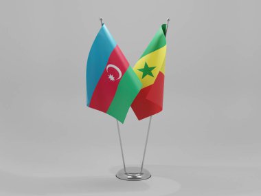 Senegal - Azerbaycan İşbirliği Bayrakları, Beyaz Arkaplan - 3D Render
