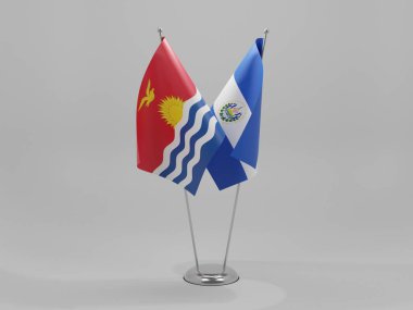 El Salvador - Kiribati İşbirliği Bayrakları, Beyaz Arkaplan - 3D Render